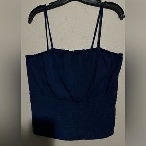 Dark Blue Fitted Crop Top